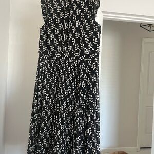 Ann Taylor Black and White Smocked Maxi Sundress